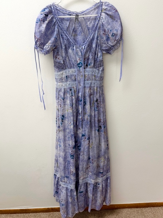 Anthropologie Dresses & Skirts - Anthropologie Lavender Floral Puff-Sleeve Maxi Dress —Cottage Prairie Romantic S